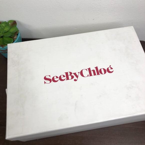 NEW See By Chloe 'Patti' Tri-Tone Striped Leather Cork Wedge Sandals - Picture 11 of 11